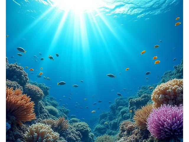 海洋環境が健全に保たれているサンゴ礁の水中写真